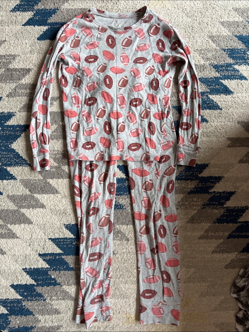 GAP Gray Pajama Set with Brown Football Print